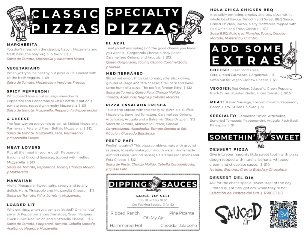 Sauced at Lit Pizza Menu -SmartMoney: The Easy Way to Pay in Nicaragua